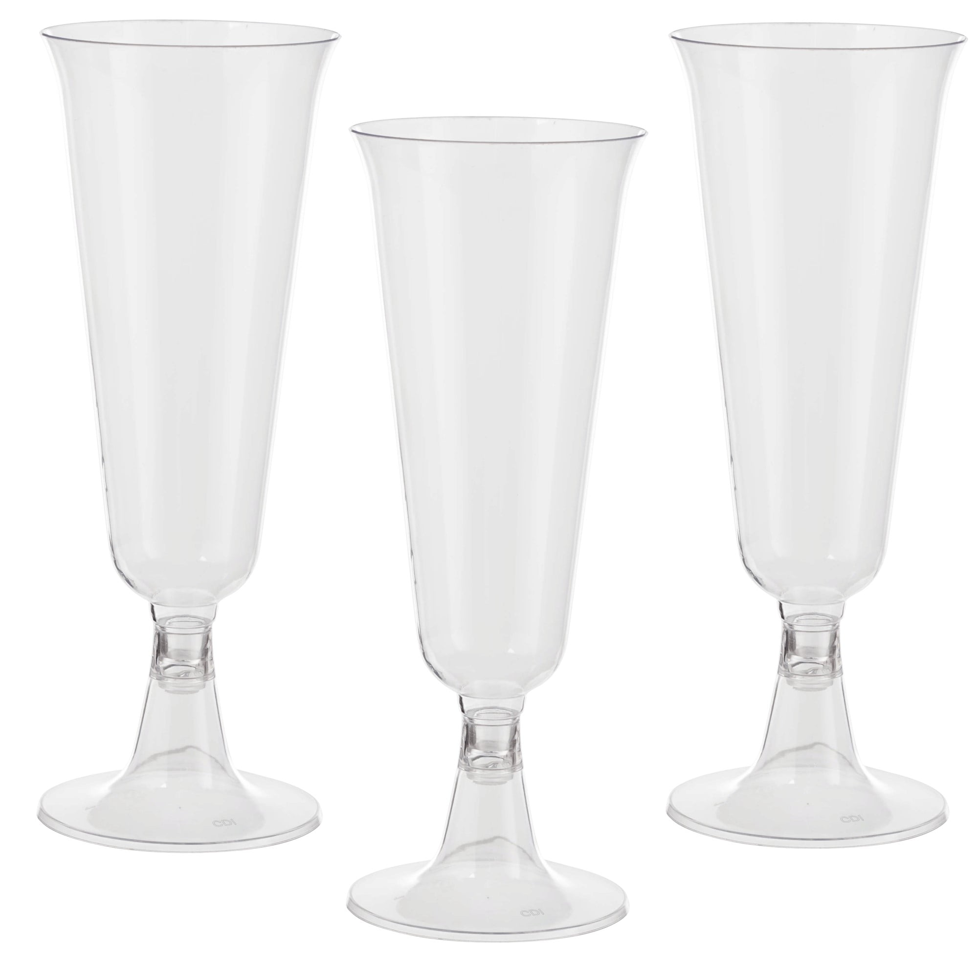 60 Crown Display Quality Plastic Wine Flute Glasses, Glass Like Two Piece 5 Oz Stemmed Champagne Glasses  - Clear