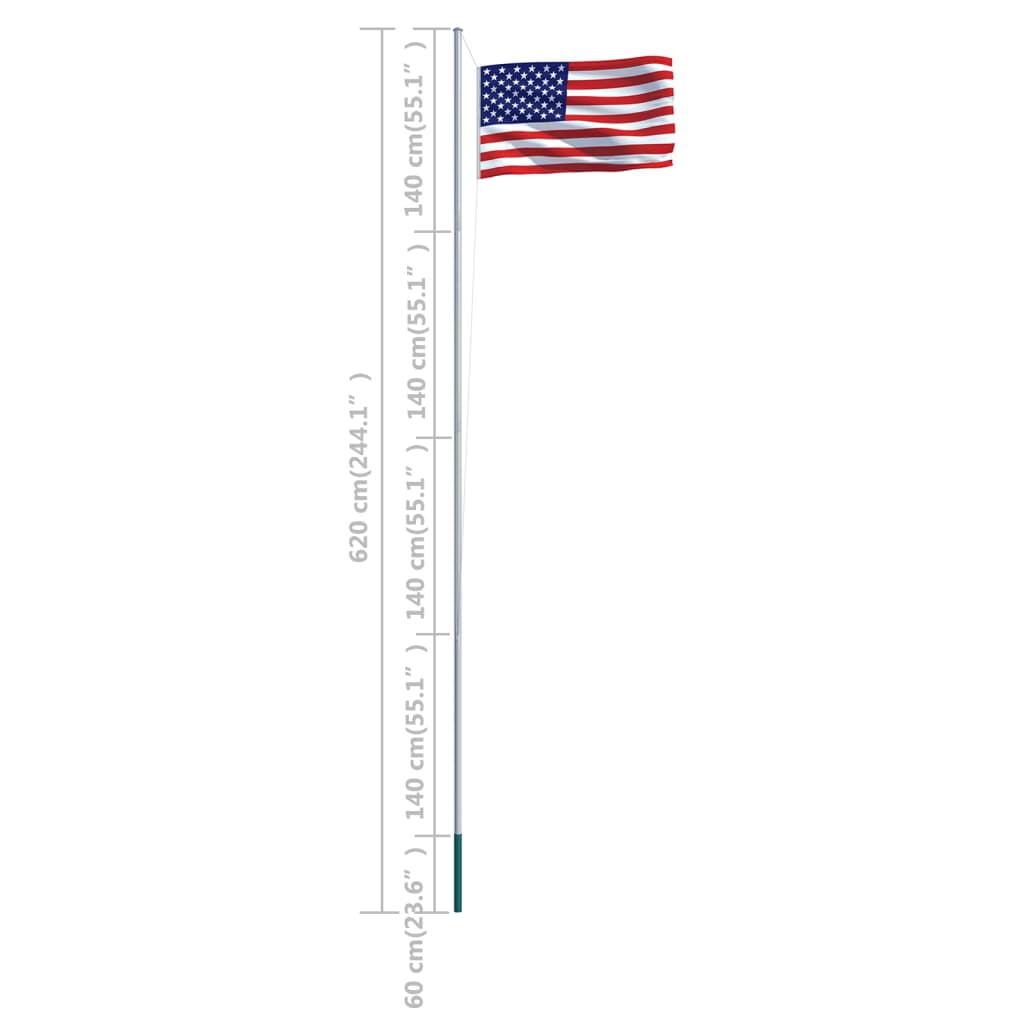 vidaXL 59.1" x 35.4" Patriotic Outdoor Flag, Weatherproof