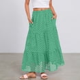 thumbnail image 2 of Maxi Skirts for Women, Boho Tiered Eyelet, Elastic High Waist A-Line, Summer Casual Flowy Beach Long Skirt, 2 of 4