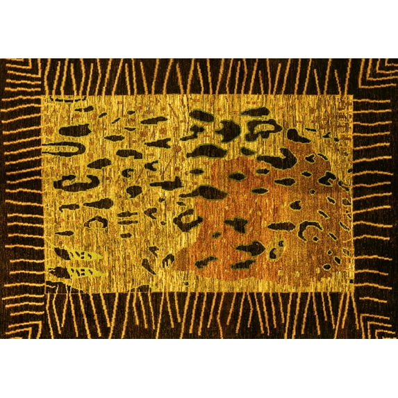 Ahgly Company Indoor Rectangle Animal Yellow Modern Area Rugs, 5' x 8'