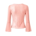 thumbnail image 6 of Olyvenn Womens Ruffle 3/4 Sleeve Tops Lightweight Sparkly Elegant Dressy Blouses Sexy Double Layers Cute Mesh Tunic Shirts Pink L, 6 of 7