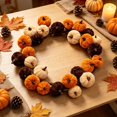 thumbnail image 2 of Fall Pumpkin Hanging Swag,Velvet Harvest Pumpkin Decor, Autumn Farmhouse,Thanksgiving Decorations for Front Door Kitchen Fireplace Home Indoor Outdoor (B), 2 of 4