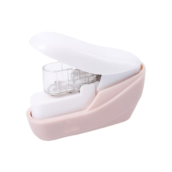 Stapleless Stapler, Manual Needleless Paper Binding Tool with 5 Sheet Capacity, 2.26 Ounce Lightweight Portable Plastic Binder for Home and Office Pink