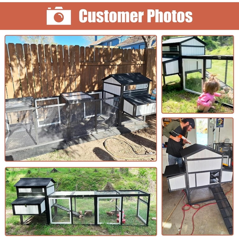 PETSCOSSET Extra Large Chicken Coop with Run, 116 Inch Wooden Hen