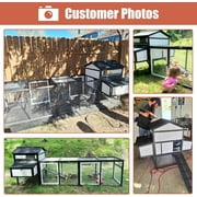 PETSCOSSET Large Wooden Chicken Coop with Run for 4-8 Chickens, Weatherproof Hen House with 2 Nesting Boxes, UV-Proof Roof & 4 Roosting Bars, Extendable Design for Extra Space, Black