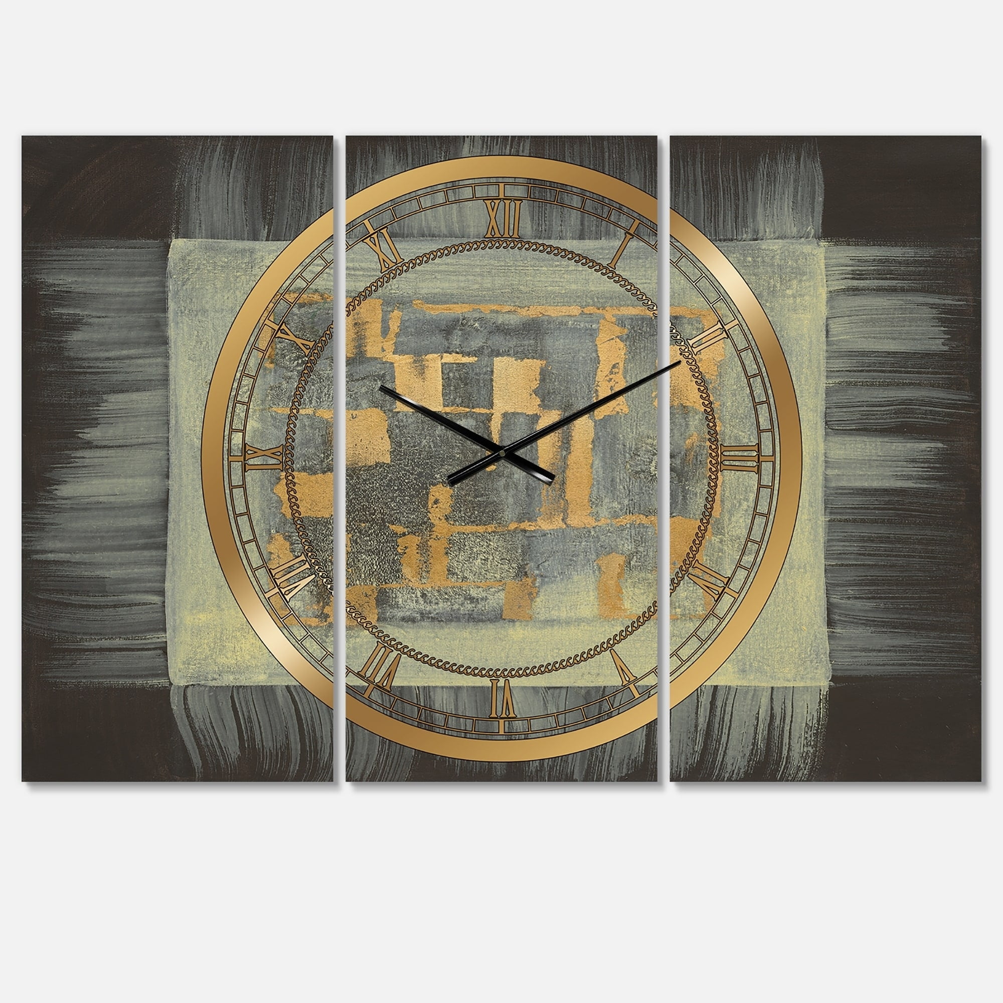 Designart 'Gold Geometric Tapestry II' Modern Wall Clock