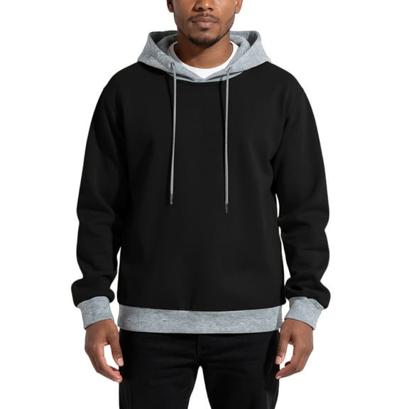 Fall Winter Hooded Sweatshirt For Men Contrasting Color Sweatshirt Sports Casual Jacket,Size S-2XL