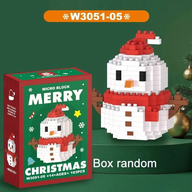 Christmas Micro Building Blocks Set, Santa Claus and Reindeer DIY Puzzle Assembly Bricks, Festive Table Decoration Ornament, Educational Creative Christmas Gift for Kids