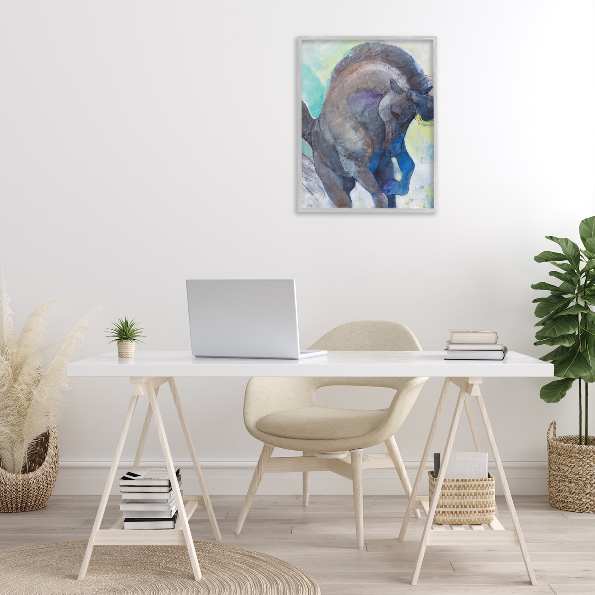 Stupell Industries Royal Splendor Stallion Animals & Insects Painting Gray Framed Art Print Wall Art, 24 x 30