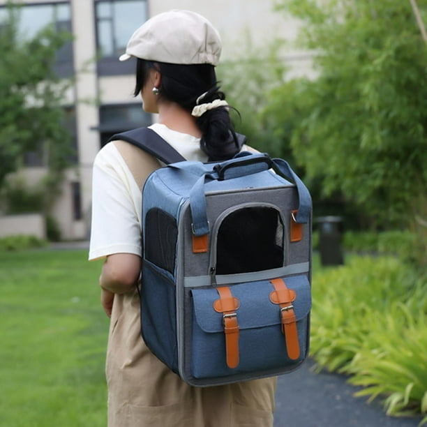 Mochila porta gatos portatil bolsa de viaje bolsa de transporte correa de hombro bolso transpirable para viajar acampar al aire libre Azul Colco Portador de viaje para gatos Walmart en linea