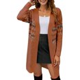 thumbnail image 1 of Women's Long Sleeves Leopard Print Knitting Cardigan Open Front Warm Sweater Outwear Coats with Pocket, 1 of 6
