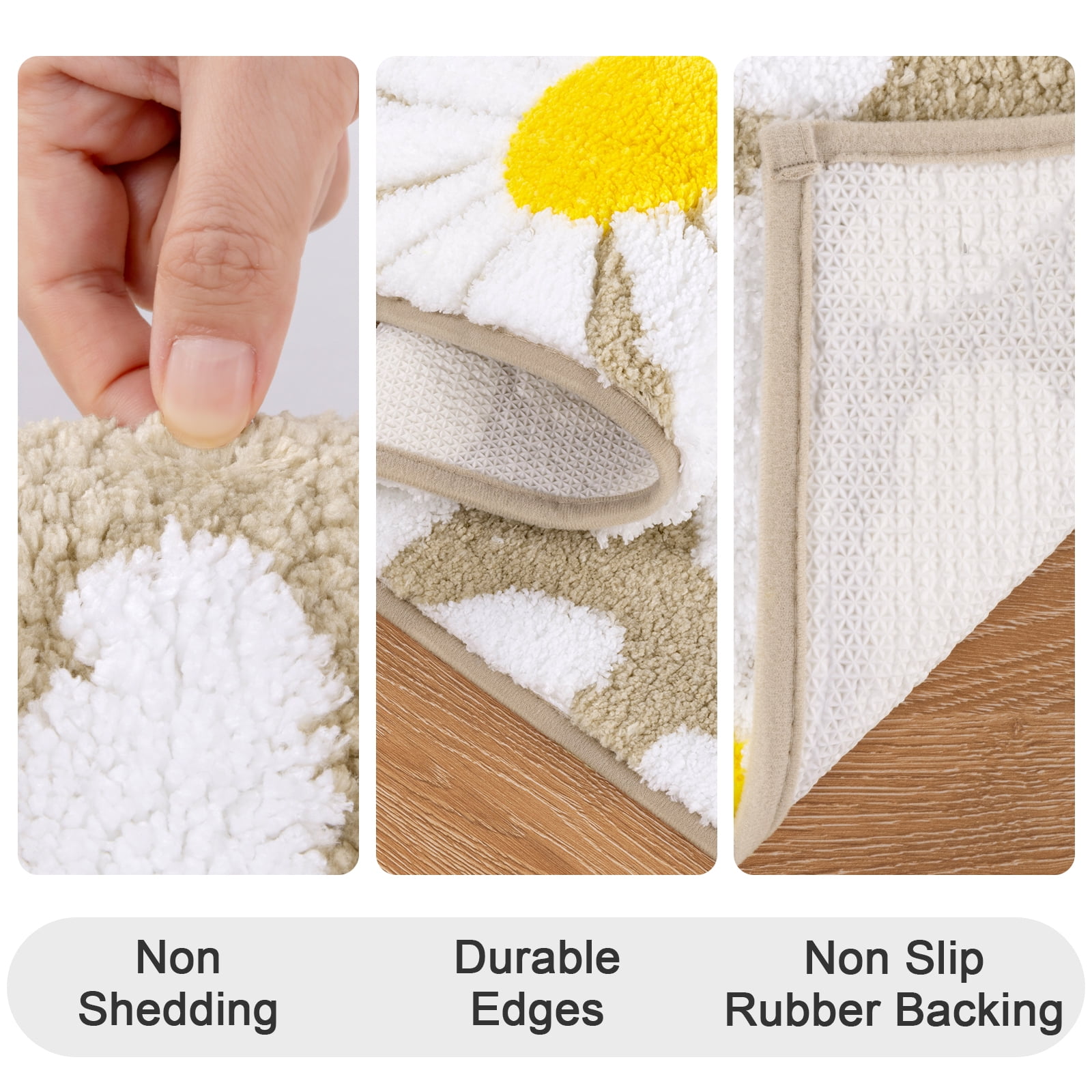 Bathroom Rugs Sets 4 Piece with Toilet Lid Cover, Non Slip Bathroom Mats Extra Soft Chenille Bath Rugs Absorbent Shaggy Rugs Perfect Plush Mats U-Shaped Toilet Rug and Toilet Cover Kitchen