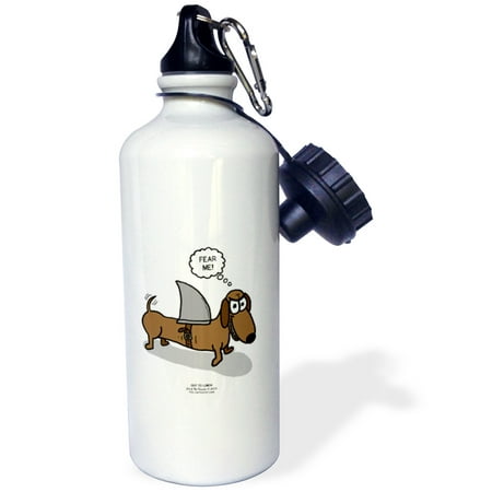 3dRose Weiner Dog with a Sharks Fin, Sports Water Bottle,