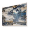thumbnail image 2 of Designart 'Gold and Dark Blue Abstract Waves I' Modern Print on Natural Pine Wood, 2 of 5