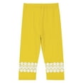 thumbnail image 3 of LIIPEE Girls Boys Sports Leggings Pants Summer Casual Comfortable Solid Color Lace Trim Stretchy Elastic Waist Calf-Length Pants Girl Classic Party Pants,Yellow,3-4 Years, 3 of 3