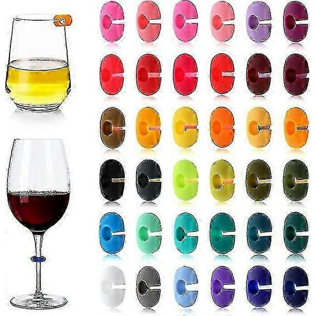 Pack Of 36 Color Random Wine Glass Marker Champagne Glasses Cup Labels