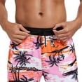 thumbnail image 7 of Stamzod Summer Bathing Suit Men 2026 Trendy Tropical Print Drawstring Swim Trunks Casual Vacation Beach Shorts for Men with Pocket Pink-1 XXXL, 7 of 7