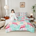 thumbnail image 4 of Manfei Pink Flamingo 3pcs King Size Comforter Sets,Tropical Leaves Bedding Comforter Set,Cartoon Animal Super Cozy Bedding Set,Microfiber Teens Bedroom Decor,Reversible, 4 of 8