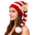 thumbnail image 3 of Santa hats Knitted Hats With Ears For Adults Red And White Crochet Long Santa Hats small santa hats, 3 of 3