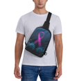 thumbnail image 4 of Rocae Two Human Hands are Holds Ribbon Awareness for Lightweight Chest Bag Dual Pocket, Waterproof Crossbody Sling Bag for Men and Women, 4 of 8