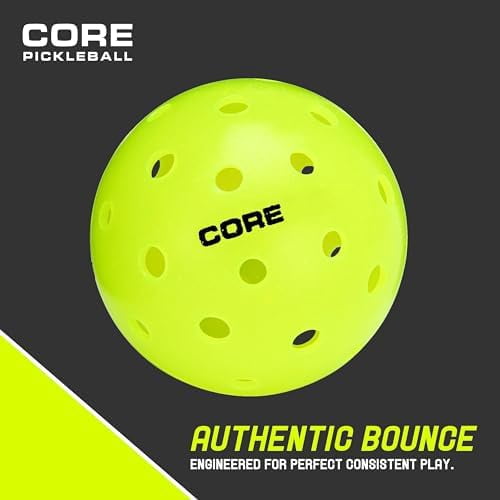 CORE Outdoor Pickleball Balls, Pickleball Outdoor Balls USAPA Approved, Neon Green 40 Hole, 12 Pack