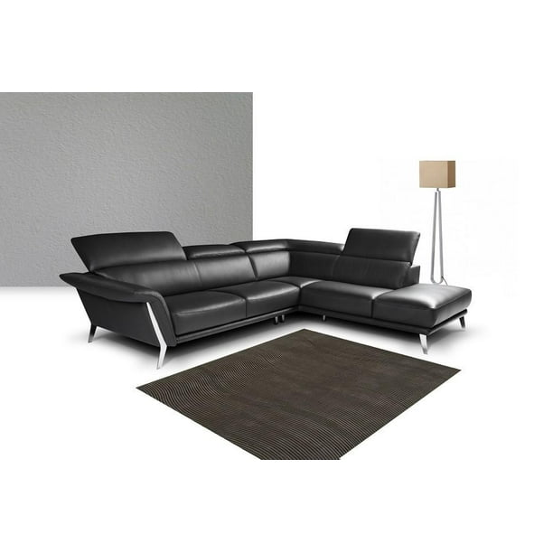Premium Black Leather Sectional Sofa, Nicoletti Italian Leather Sofa