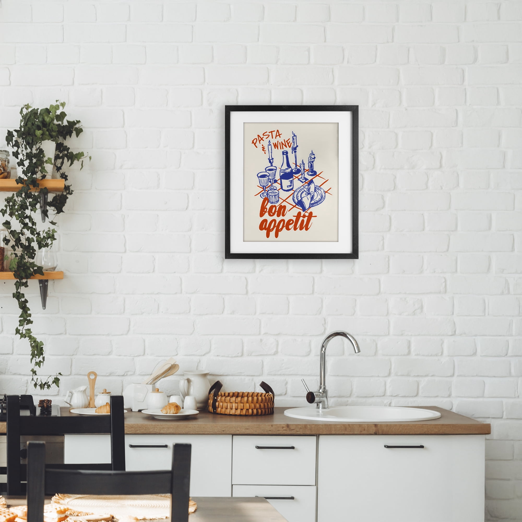 Stupell Industries Pasta & Wine Bon Appetit Black Framed Print Under Glass, design by The Prints Vibe