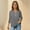 Gray, variant on BRGZLK Summer 3/4 Sleeve T-Shirts for Girl Trendy Solid Color Imitation Cotton and Linen V-Neck Button Holiday Relaxed Fit Tees Beige 13-14 Years