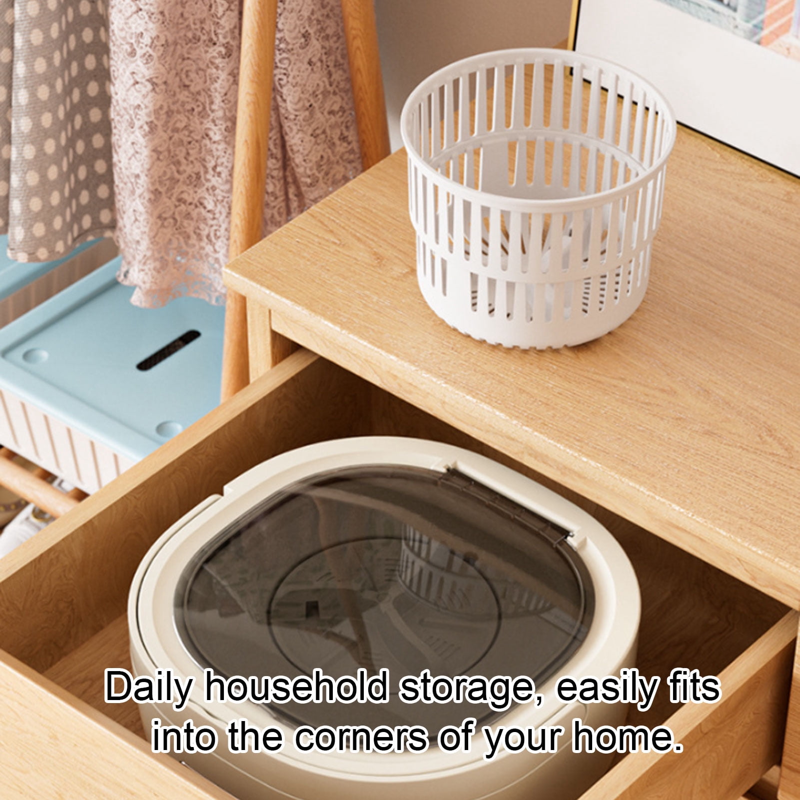 Yajisi Portable Washing Machine 12L Mini Foldable Washer Gentle Spin Dry Automatic Drainage EU Plug 12.3 inches