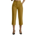 thumbnail image 3 of VBVC Women's High Waisted Pleated Capri Pants,Button Closure Cropped Dress Pants For Women,Ladies Elegant Business Office Work Slacks with Pockets,Yellow,S-3XL, 3 of 10