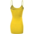thumbnail image 4 of RT1002 Ladies Adjustable Spaghetti Strap Basic Long Cami Tank Top Yellow S, 4 of 5