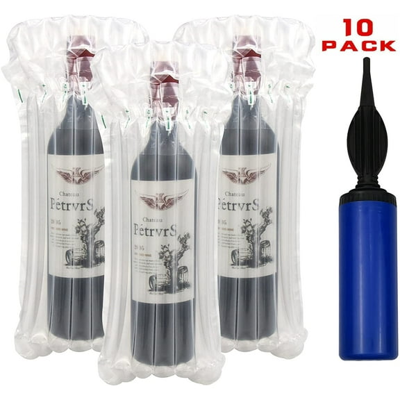 Wine Bottle Protector Bubble Cushion Wrap Sleeve Leak Proof Cushioning Wrap 10-Pack