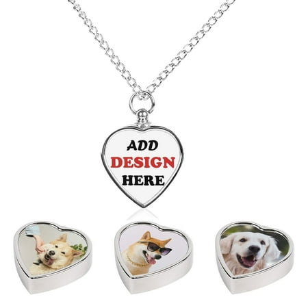 Custom Pet Urn Necklace with Name Photo Picture Text Personalized Dog Ashes Necklace Solid Ornamental Pet Cremation Keepsake Memorial Necklaces for Dog Cat Pets Ashe