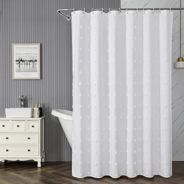 Xiao Hua Cortinas de ducha para baño, de tela lavable, impermeables, color blanco