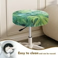 thumbnail image 4 of ZIATUBLE Palm Leaves Round Stool Covers Elastic Stool Cushion Cover Set of 2 Piece Washable Stool Seat Cover Protector 13"-15" Removable Chair Seat Slipcover Home Accessories, 4 of 6