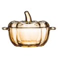 thumbnail image 2 of FURNIX Crystal Pumpkin Glass Jar,Covered Candy Jar,Lid-Included Candy Dish,Decorative Food Storage,Fall Party Centerpiece,Wedding Buffet Home Decor Storage Canister,Festive Tabletop Accent C 12.5Cm, 2 of 5