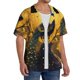 thumbnail image 2 of Balery Elegant Gold Leaf Peacock Camisa Casual de Manga Corta con Botones para Hombre, Texturizada, Estilo Cubano, para Playa, Verano-Large, 2 of 5