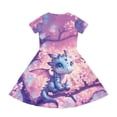 thumbnail image 5 of Binienty Western Dragon Girls Dress Size 3-4 Comfy Soft Cherry Blossom Short Sleeve Casual Dress Teen Lightweight Tunic Sun Dress with Pockets Kids Summer Outfits, 5 of 6