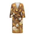 thumbnail image 3 of Yuyamidu Gold Christmas Robes for Women Lightweight Long Sleeve Bathrobe Xmas Ball Mid-Calf Length Spa Robe Sexy Long House Robes Size 2XL Soft Nightgowns with Waist Belt, 3 of 7