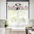thumbnail image 3 of Funny Cow Kitchen Curtains and Valances Set, Rustic Farmhouse Animal Flowers White Wood Grain Rod Pocket Window Valance Window Curtain Panels for Living Room Bedroom Laundry, 27.5x24in, 3 Pieces, 3 of 7