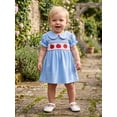 thumbnail image 4 of BemeyourBBs Toddler Girls Back to School Dress Outfit Kids Kindergarten Dress Outfits Apple Embroidery Peter Pan Doll Collar Short Sleeve Dress Little Baby Girl Summer Casual Dress, 4 of 9