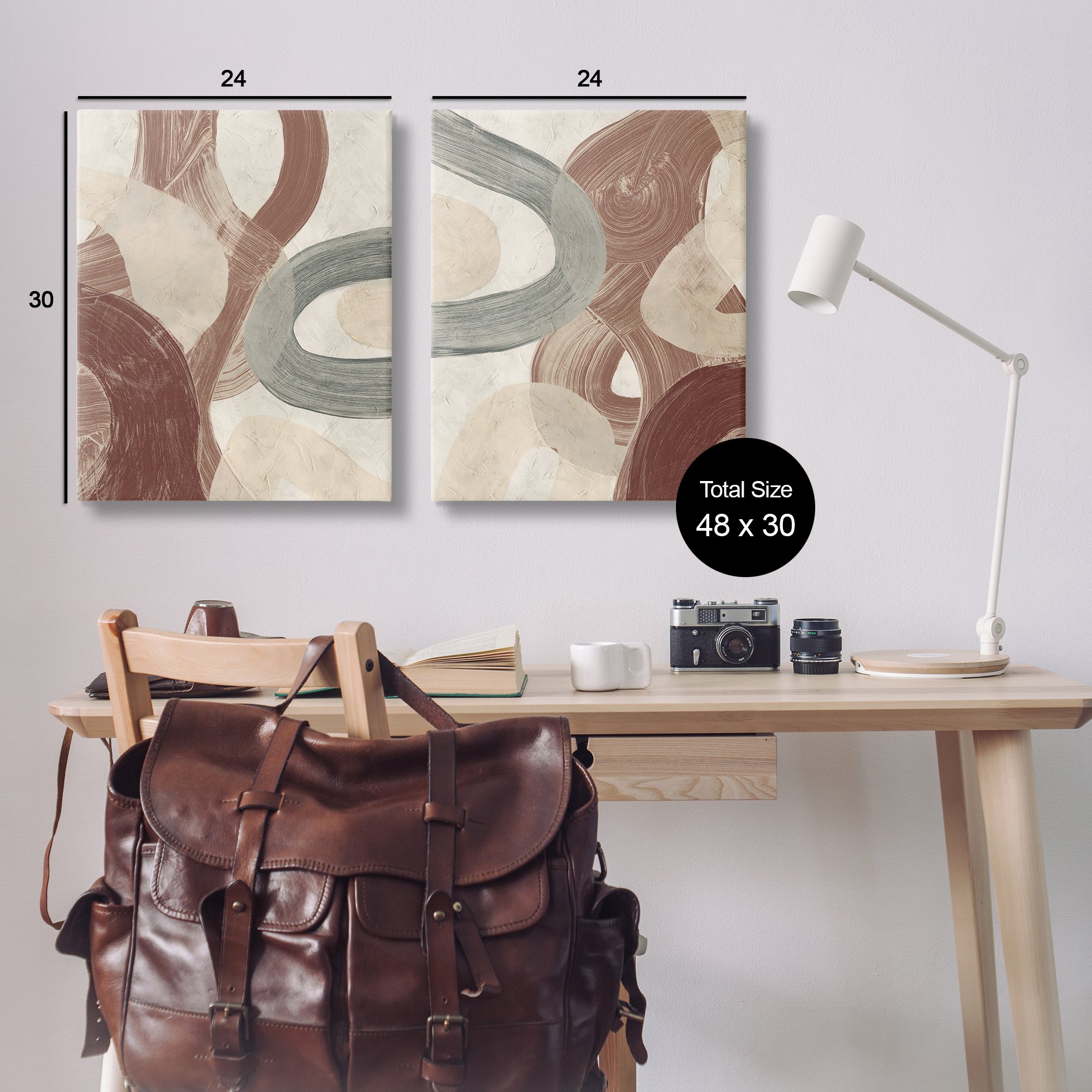 Stupell Industries Curvy Abstract Swirls Abstract Painting Wrapped Canvas Art Print Wall Art, 24 x 30, Set of 2
