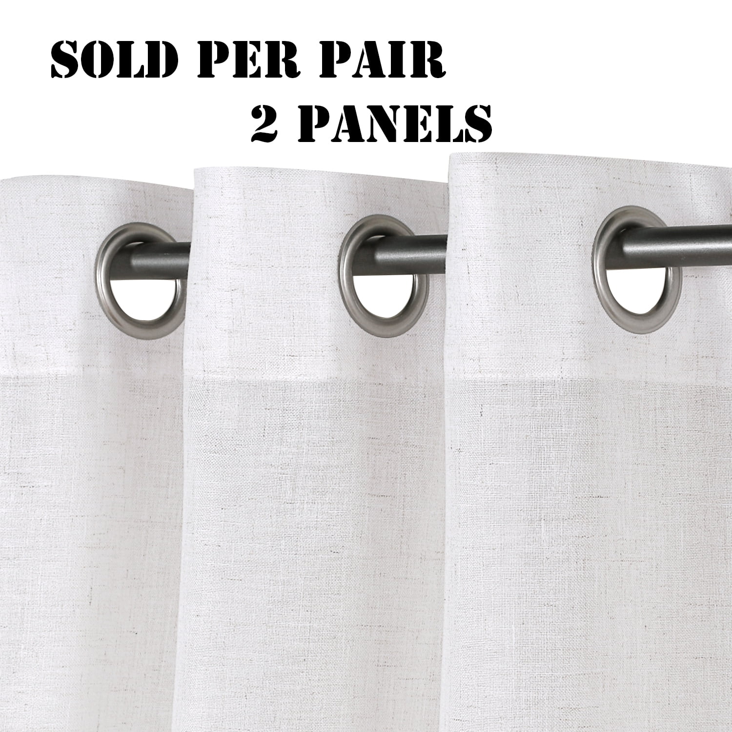 H.VERSAILTEX White Curtains Sheer Light Filtering Window Curtains 63 inches Long Privacy Window Drapes for Living Room, 2 Panels Set, 52" x 63"