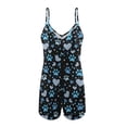 thumbnail image 2 of ZAITUBLES Women's Summer Casual Loose Rompers V Neck Sleeveless Shorts Jumpsuits 2026, Adjustable Spaghetti Straps with Front Pockets, Soft Beach Vacation Outfits, Blue Paw Heart Print, Size M, 2 of 6