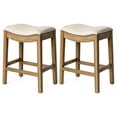thumbnail image 1 of Maven Lane Adrien Backless Saddle Kitchen Stool, Natural Wood, Set of 2, 1 of 1