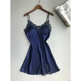 thumbnail image 4 of Coduop Women Silk Satin Sleepwear Dress Babydoll Lace Sleepwear V-Neck Mini Skirt, 4 of 6