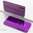 thumbnail image 2 of Stylish Mirror Flip Womens Case for Samsung Galaxy A05, Clear View Window Cover with Kickstand Thin Ultra Phone Case for Samsung Galaxy A05 QH Purplish Red, 2 of 11