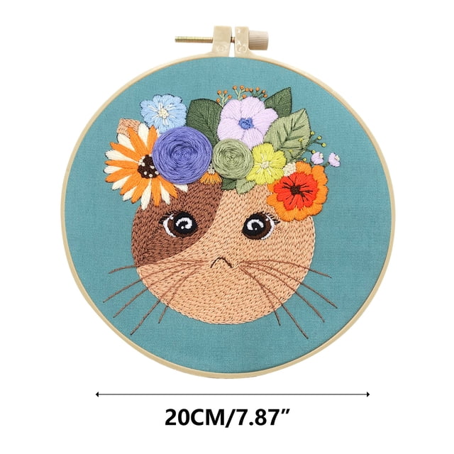 Birdeem Embroidery Hoop Flower Kit for Beginner Embroidery Cats New Product Embroidery Diy Stereoscopic Beginner Basic Fabric Material Pack