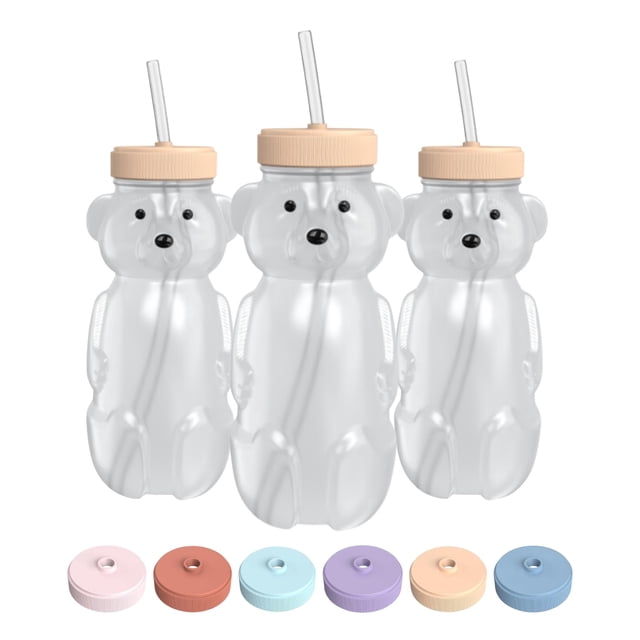 El Proyecto 730 Juego de 3 Vasos de Aprendizaje con Popote Honey Bear para Bebés 237 ml