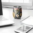 thumbnail image 3 of 12oz Stemless Wine Tumblers Pioneer Flower Vacuum Insulated Stainless Steel Travel Tumbler Cups Mug with Lid and Straw for Champaign,Cocktail,Beer with Cleaning Brush, 3 of 5